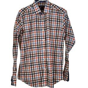 BUGATCHI Designer Casual Button Down Plaid Checkers Shirt Size Large EUC #1741